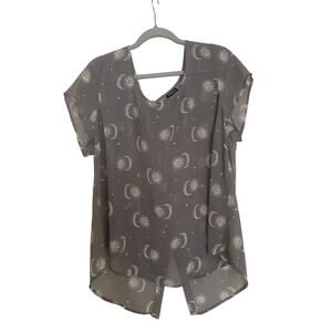Torrid Gray Sun and Moon Sheer Blouse Size 1